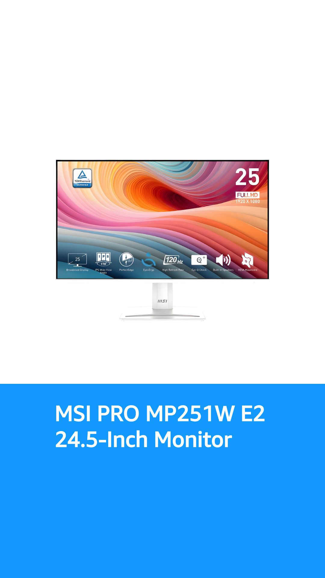 MSI PRO MP251W E2 24.5-inch IPS 1920 x 1080 (FHD) Gaming Office